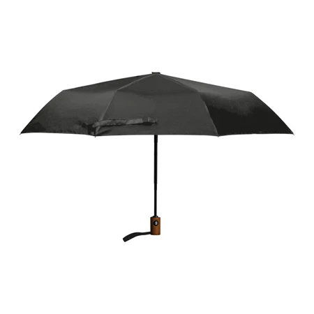 Esernyő automata, fekete nyéllel, fa fogantyúval, fekete szinű, újrahasznosított huzattal
