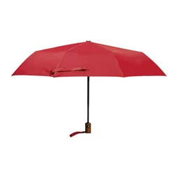 Esernyő automata, fekete nyéllel, fa fogantyúval, piros szinű, újrahasznosított huzattal