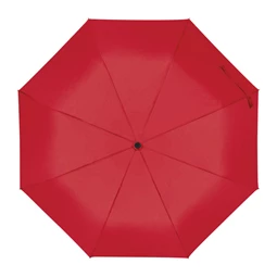 Esernyő automata, fekete nyéllel, fa fogantyúval, piros szinű, újrahasznosított huzattal