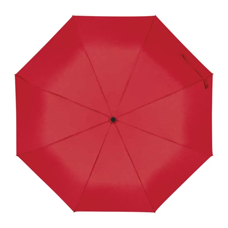 Esernyő automata, fekete nyéllel, fa fogantyúval, piros szinű, újrahasznosított huzattal