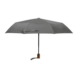 Esernyő automata, fekete nyéllel, fa fogantyúval, szürke szinű, újrahasznosított huzattal