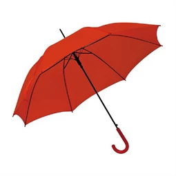 Esernyő automata, hajlított műanyag nyéllel és fém csúccsal, piros