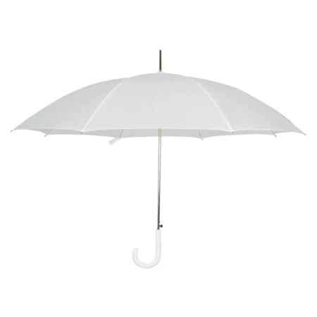 Esernyő automata, hajlított műanyag nyéllel és fém csúccsal, fehér