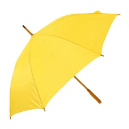 Esernyő favázas, automata, hajlított fanyeles, fa csúccsal, sárga