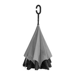 Esernyő összecsukható, fordítva működő, C fogantyúval fekete - szürke