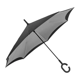 Esernyő összecsukható, fordítva működő, C fogantyúval fekete - szürke