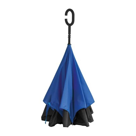 Esernyő összecsukható, fordítva működő, C fogantyúval kék-fekete