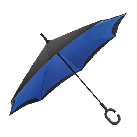 Esernyő összecsukható, fordítva működő, C fogantyúval kék-fekete
