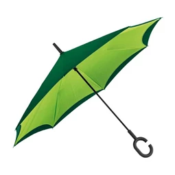 Esernyő összecsukható, fordítva működő, C fogantyúval zöld - világoszöld