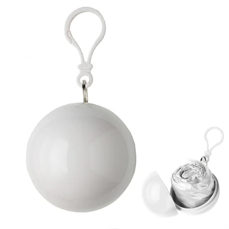 Esőkabát poncsó, gömb tokkal, fehér, 0,1 × 90 × 120 cm, tok 6cm