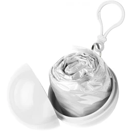 Esőkabát poncsó, gömb tokkal, fehér, 0,1 × 90 × 120 cm, tok 6cm