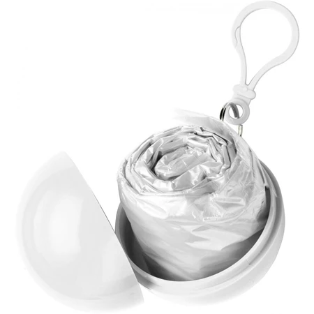 Esőkabát poncsó, gömb tokkal, fehér, 0,1 × 90 × 120 cm, tok 6cm