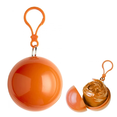 Esőkabát poncsó, gömb tokkal, narancs, 0,1 × 90 × 120 cm, tok 6cm