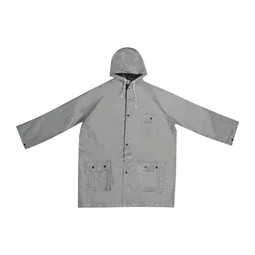 Esőkabát kétszínű kifordítható, fekete-szürke PVC anyagból XL méretben