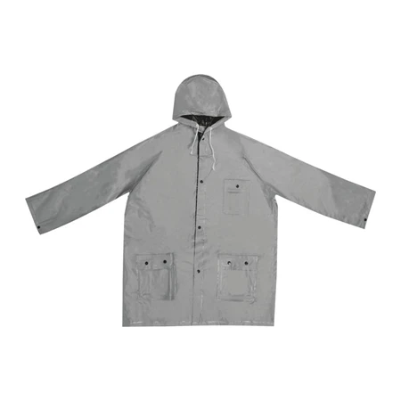 Esőkabát kétszínű kifordítható, fekete-szürke PVC anyagból XL méretben