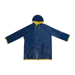 Esőkabát kétszínű kifordítható, sárga-kék PVC anyagból XL méretben
