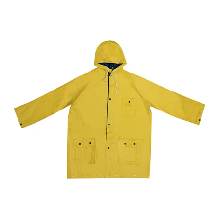 Esőkabát kétszínű kifordítható, sárga-kék PVC anyagból XL méretben