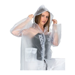Esőkabát patenttal és kapucnival,  XL méretben PVC-ből