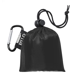 Esőkabát poncsó, átlátszó LDPE felnőtteknek, fekete RPET poliészter hordtasakban