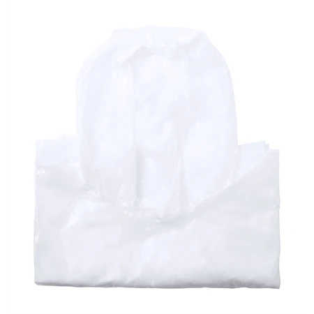 Esőkabát poncsó, átlátszó LDPE felnőtteknek, zöld RPET poliészter hordtasakban