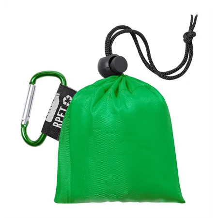 Esőkabát poncsó, átlátszó LDPE felnőtteknek, zöld RPET poliészter hordtasakban