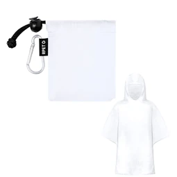 Esőkabát poncsó gyerek, átlátszó LDPE fehér RPET poliészter hordtasakban