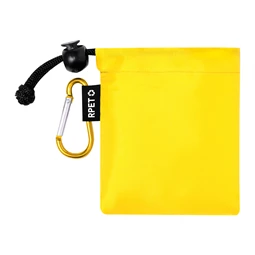 Esőkabát poncsó gyerek, átlátszó LDPE sárga RPET poliészter hordtasakban