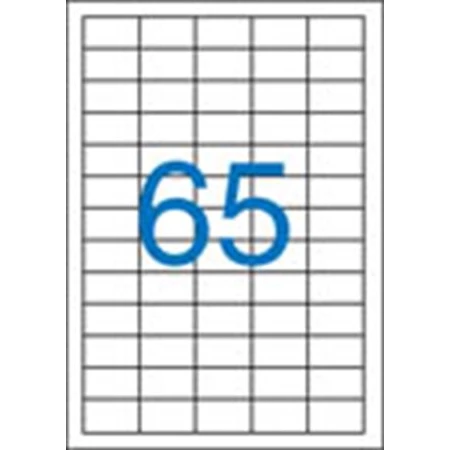 Etikett 38x21,2mm, 6500 etikett/csomag, 5 pályás, univerzális (100db A/4ív 1íven 65 cimke)