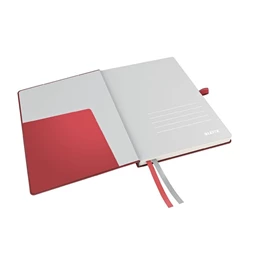 Jegyzetfüzet A/5 vonalas LEITZ 80 lapos keményfedeles gumis Complete piros