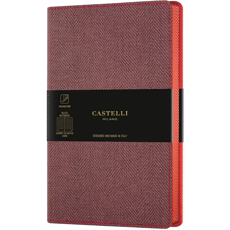 Jegyzetfüzet A/6 vonalas CASTELLI 96 lapos puhafedeles gumis Harris bordó