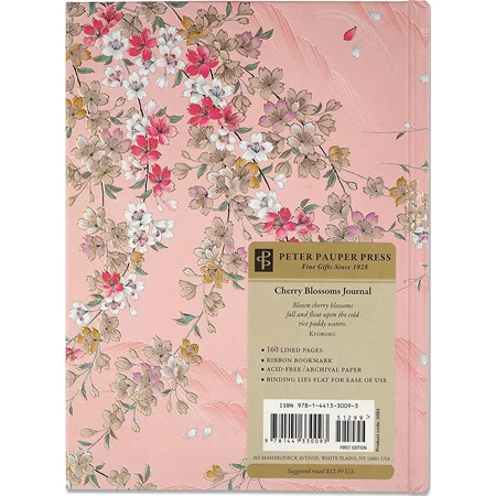 Jegyzetfüzet B/5 vonalas Peter Pauper 80 lapos keményfedeles arany lapszél Cherry Blossoms