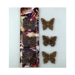 Fa dísz pillangók 3x3db/csomag 4cm barna