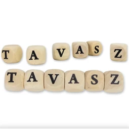 Fa dobókocka 1,6cm Tavasz felirattal 2szett/csomag