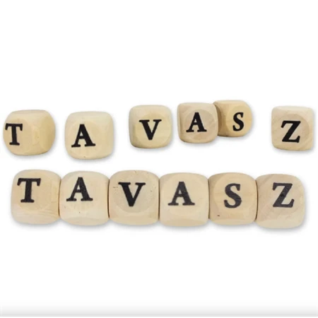 Fa dobókocka 1,6cm Tavasz felirattal 2szett/csomag