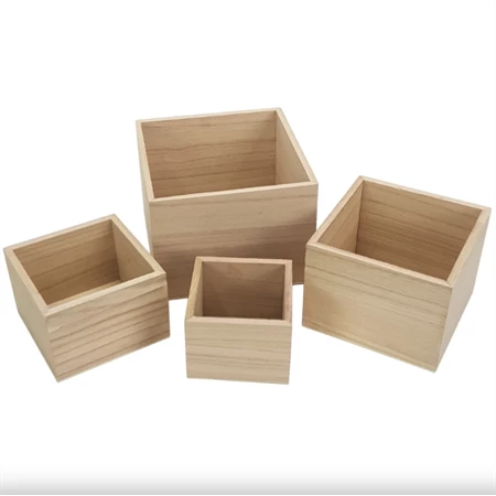 Fa doboz, 9x9cm,11x11cm, 13x13cm, 16x16cm natúr 4db/csomag