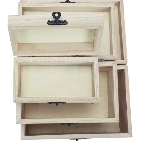 Fa doboz szett 3db-os 18,5x9,5x12,5cm csattos, szögletes, natúr
