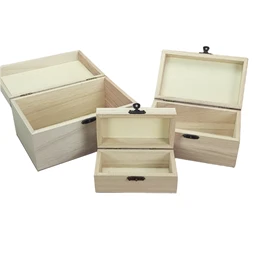 Fa doboz szett 3db-os 18,5x9,5x12,5cm csattos, szögletes, natúr