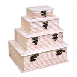 Fa doboz szett 4db-os könyv alakú 24x9x18 - 10x4,5x7cm