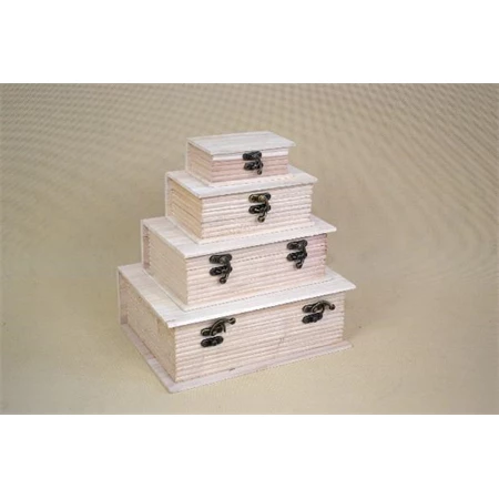Fa doboz szett 4db-os, könyv alakú 24x9x18 - 10x4,5x7cm