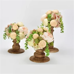 Fa gyertyatartó 1db-os, I alakú, talp átmérő:13cm, tető átmérő:10cm, mag:12,5cm