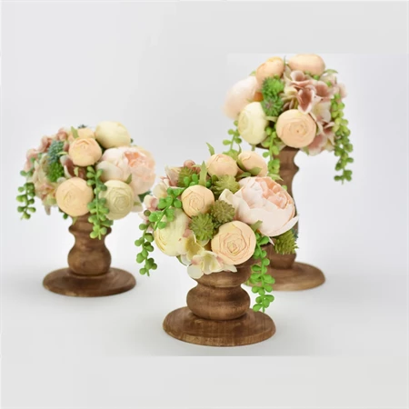 Fa gyertyatartó 1db-os, I alakú, talp átmérő:13cm, tető átmérő:10cm, mag:12,5cm