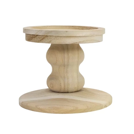 Fa gyertyatartó 1db-os, I alakú, talp átmérő:13cm, tető átmérő:10cm, mag:12,5cm