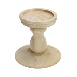 Fa gyertyatartó 1db-os, I alakú, talp átmérő:13cm, tető átmérő:10cm, mag:12,5cm