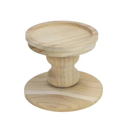 Fa gyertyatartó 1db-os, I alakú, talp átmérő:14cm, tető átmérő:12cm, mag:11cm