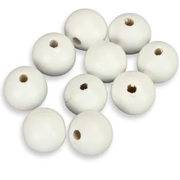 Fa gyöngy fehér 20mm 10db/csom