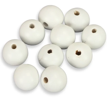 Fa gyöngy fehér 20mm 10db/csom