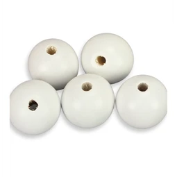 Fa gyöngy fehér 30mm 5db/csom