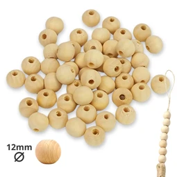 Fa gyöngy natúr 12mm 50db/csom