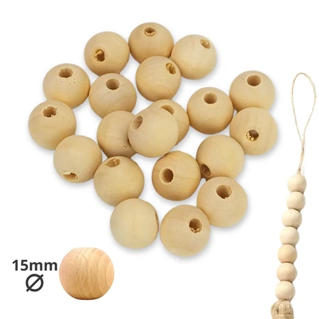 Fa gyöngy natúr 15mm 800db/csomag