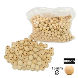 Fa gyöngy natúr 15mm 800db/csomag